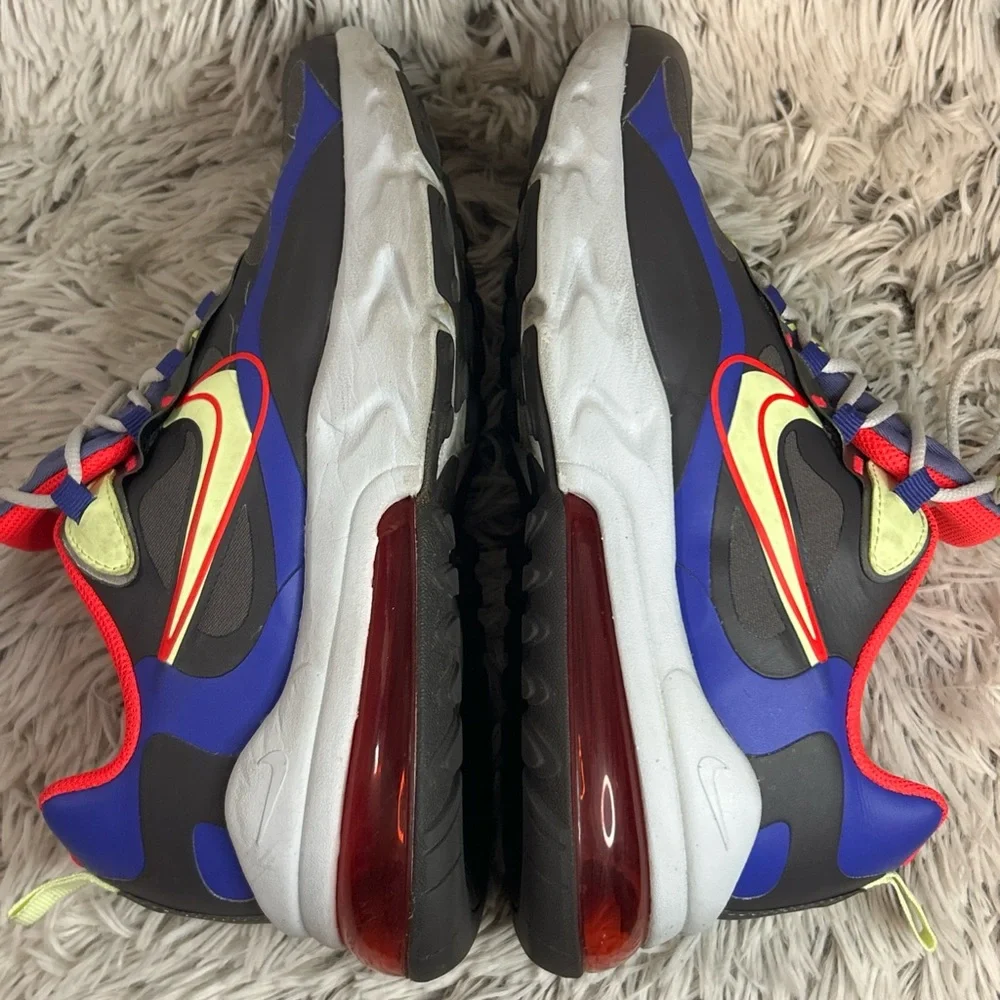 Nike Air Max 270 React GS Grey Volt Youth 6.5 Women's 8 Colorful‎ Running Shoes